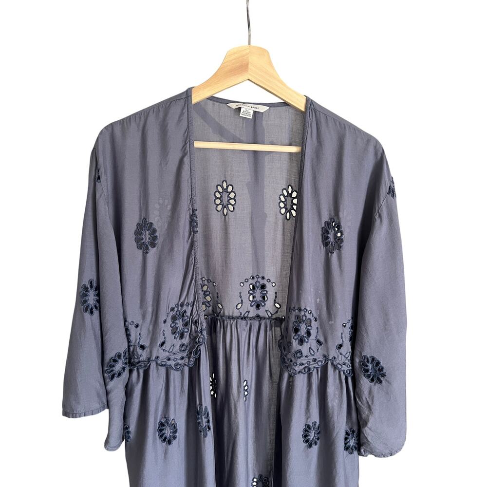 American Eagle Open Front Eyelet Kimono Jacket Size M-L